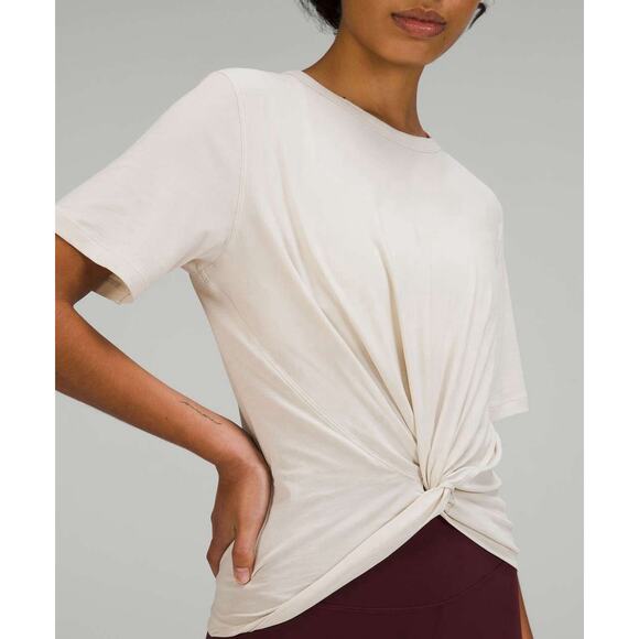 Lululemon Crescent Tee Natural Ivory Twist Knot Front Size 4 - Picture 1 of 8